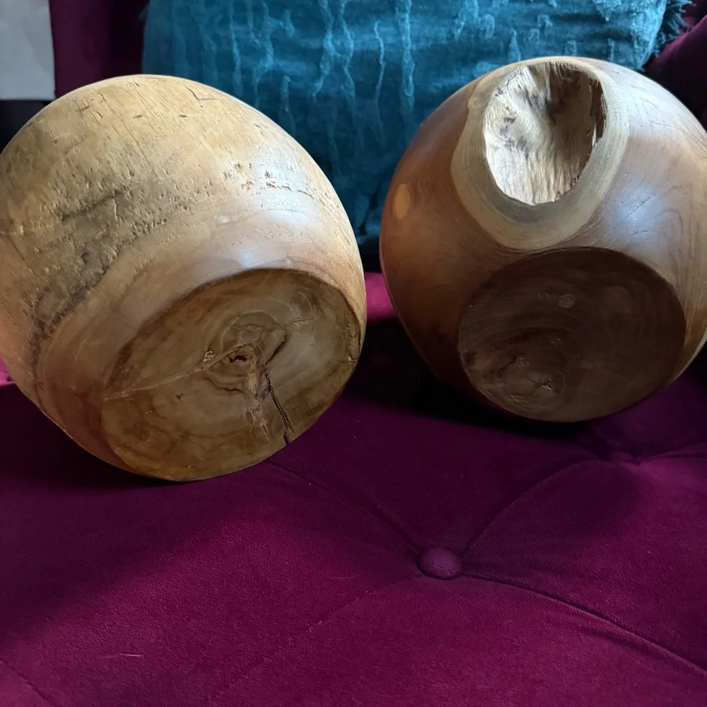 Rustic Wooden Accent Planter Vases